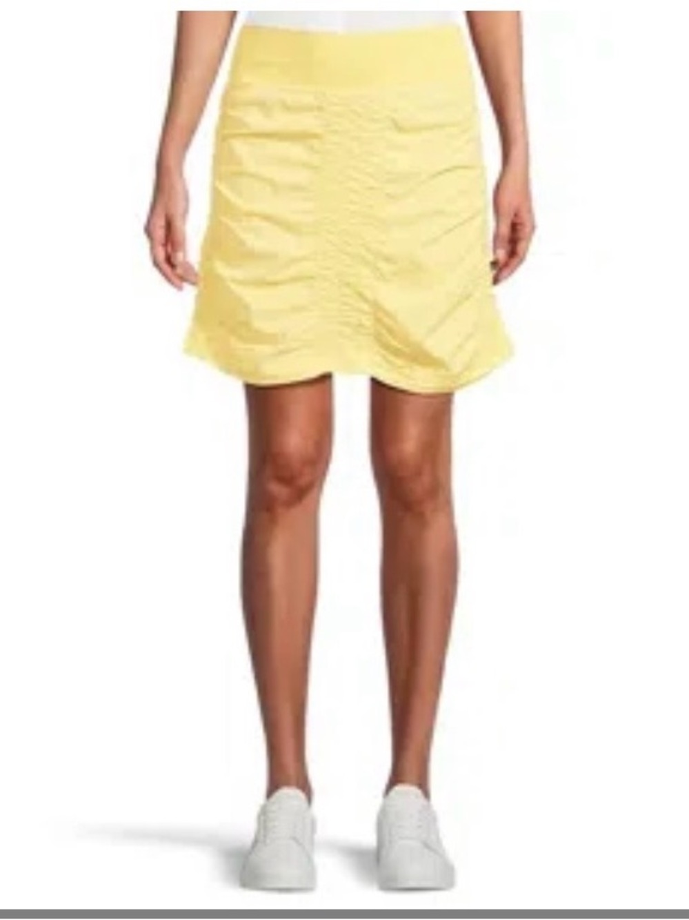 XCVI Wearables Trace Ruched Pull-On Skirt in Yellow Size Large